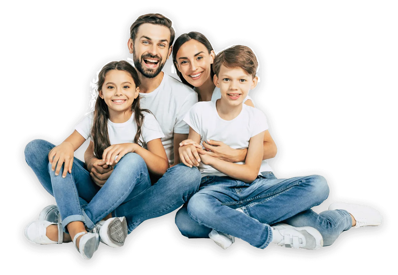 Rodzina ciesząca się komfortem klimatyzacji w domu